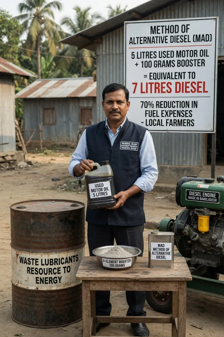 Kushtia entrepreneur develops diesel alternative from used motor oil for irrigation