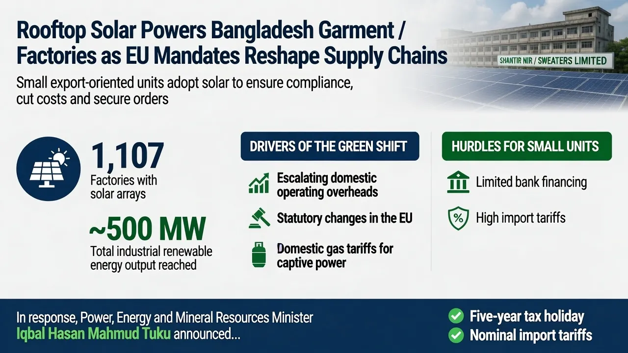Small garment exporters adopt solar power amid European buyer pressure