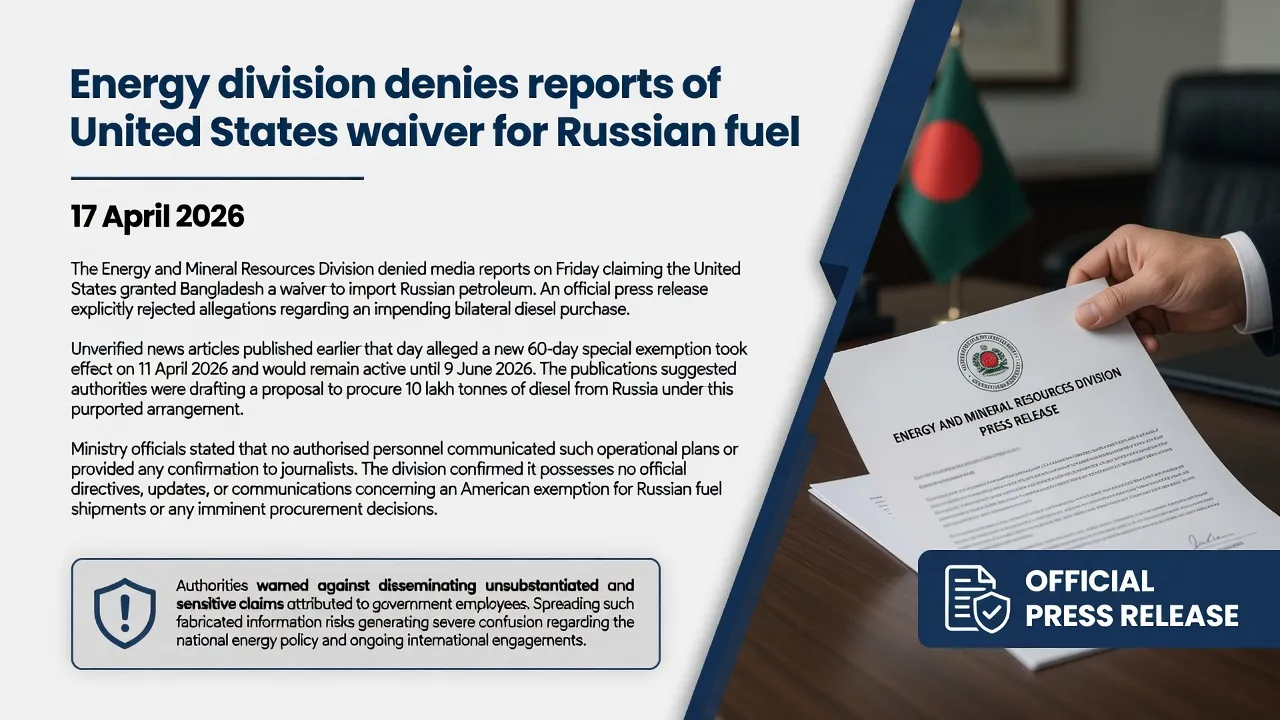 Energy division denies reports of United States waiver for Russian fuel